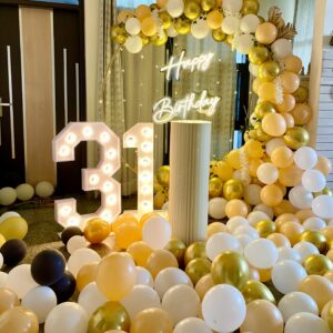 Birthday White & Gold Bliss Floral Decoration