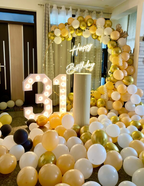 Birthday White & Gold Bliss Floral Decoration
