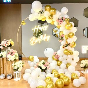 Luxury Peach & Gold Floral Neon Birthday Ring Setup