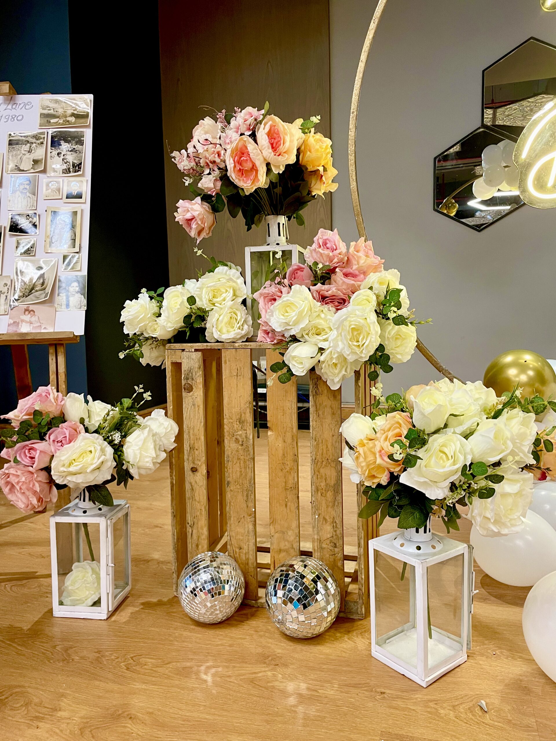 Luxury Peach & Gold Floral Neon Birthday Ring Setup - Image 2