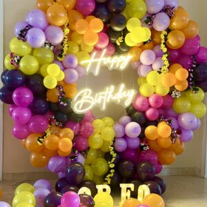 A Round Filled with Too Many Balloons – Neon Birthday Decor