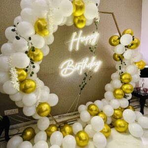 Hexagon Golden & White Birthday Decoration